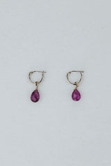 Sleeper Charm Hoops - Sapphire 14k White Gold thumbnail