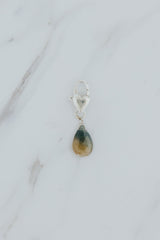 Wings Hawaii Sapphire necklace charm with heart-shaped sterling silver clasp. Fine jewelry handcrafted in Maui. Modern, beachy boho chic charm necklaces made in Hawaii thumbnail