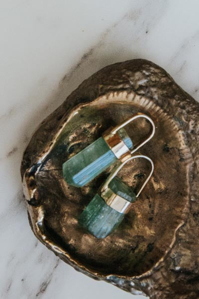 Tourmaline Bullet Charm | 14k