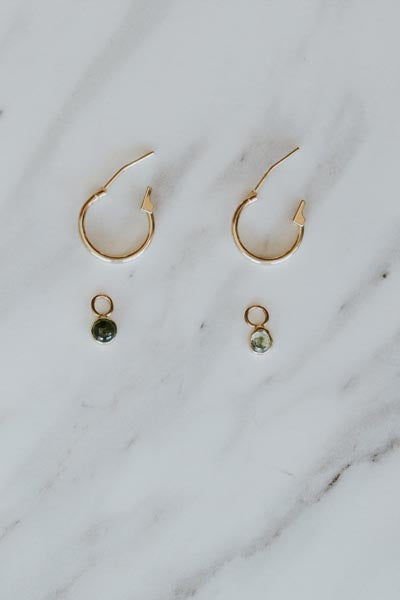 Earring Charms - Green Tourmaline | 14K