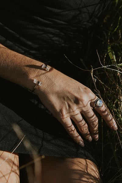 wings hawaii banded pink tourmaline crystal cuff bracelet in 14k gold fill 