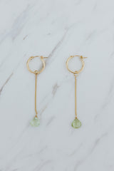 Wings Hawaii drop chain green  tourmaline gemstone earring charms in 14k gold-filled. Fine jewelry handcrafted in Maui. Mix, match, layer, customize with our Charm Bar Collection. Modern, beachy, boho chic jewelry made in Hawaii. Add to hoop earrings, sold separately. 
