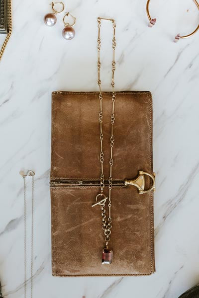 Fob Necklace - Tourmaline 14K