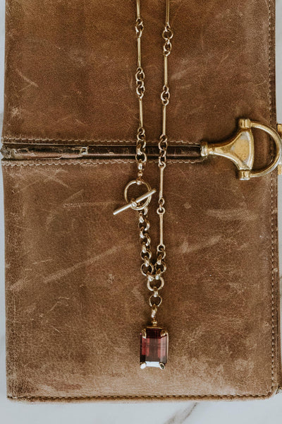 Fob Necklace - Tourmaline 14K