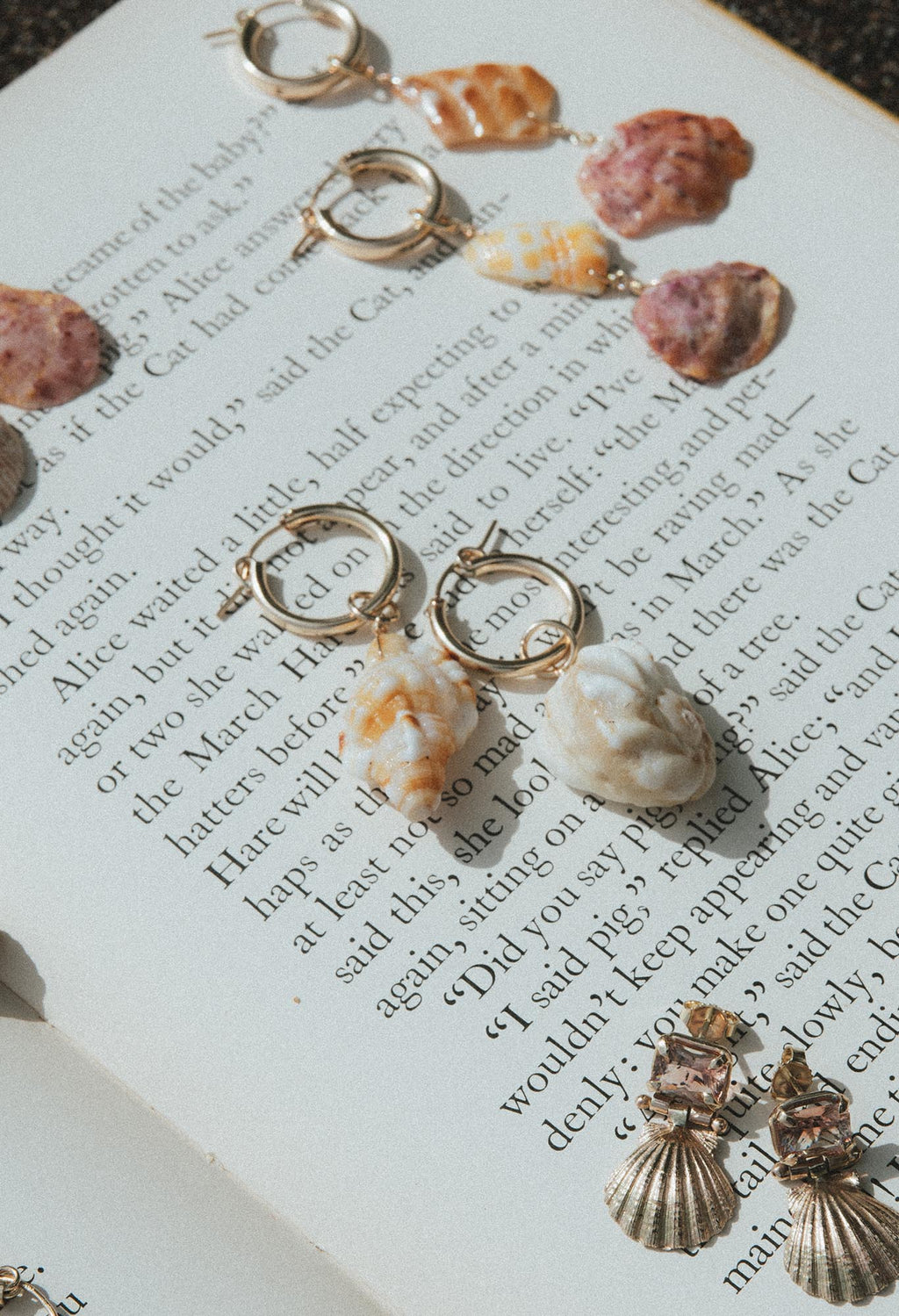 Wings Hawaii Triton Shell Mix Earring Charms. Real Hawaiian beach shells for hoop earrings. Fine shell jewelry handmade in Maui. 