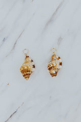 Wings Hawaii brown Triton shell earring charms in 14k gold-filled. Fine jewelry handmade with aloha in Maui. 