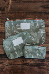 Wings Hawaii tyvek adventure pouches in mermaid party print in olive green 