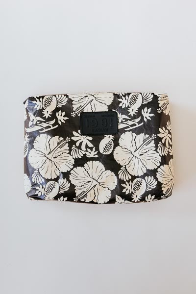 wings hawaii tyvek adventure pouches in black + tan aloha print 