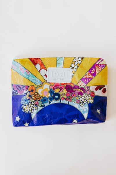wings hawaii tyvek adventure pouches in sun + moon collage print