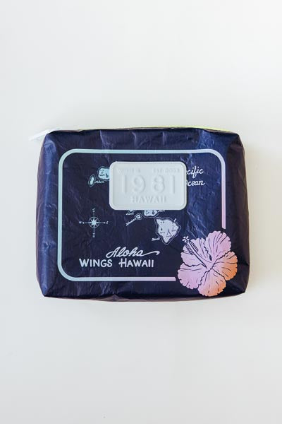 Wings Hawaii Tyvek adventure pouches in retro vintage Hawaiian island chain map print 