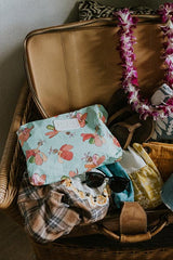 Wings Hawaii foldable Tyvek adventure tote in kokio hibiscus print  thumbnail