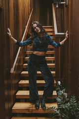 Cropped Velvet Shirt - Turquoise thumbnail