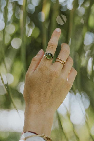 Crown Vesuvianite Garnet Ring - 14k