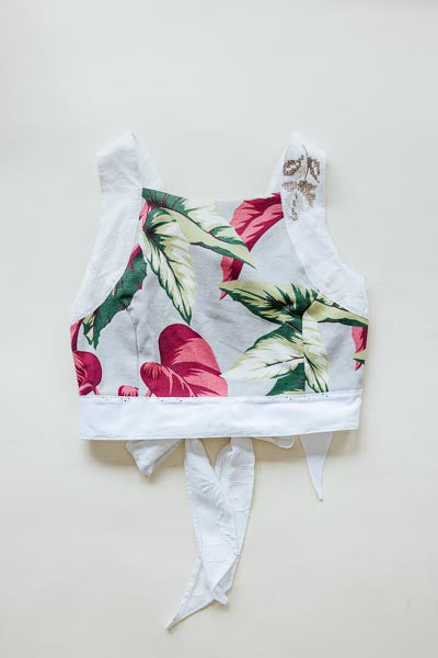 Pinafore Crop Top - Aloha Begonia Barkcloth