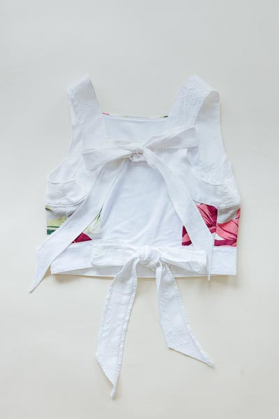 Pinafore Crop Top - Aloha Begonia Barkcloth