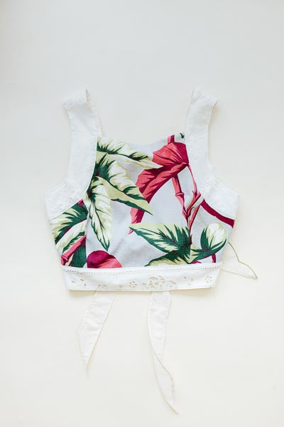 Pinafore Crop Top - Aloha Begonia Barkcloth
