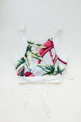 Pinafore Crop Top - Aloha Begonia Barkcloth thumbnail