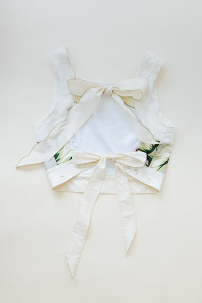 Pinafore Crop Top - Aloha Begonia Barkcloth