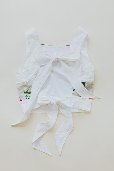 Pinafore Crop Top - Aloha Begonia Barkcloth