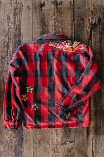 Sun Collage Flannel - Red 1