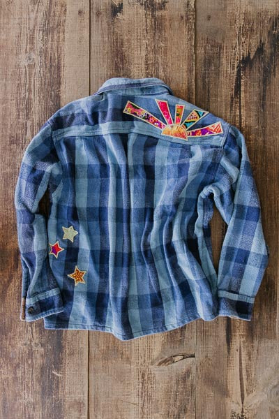 Sun Collage Flannel - Blue