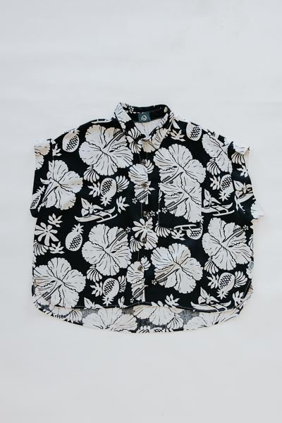 Aloha Boxy Button-Up - Hana Nightfall