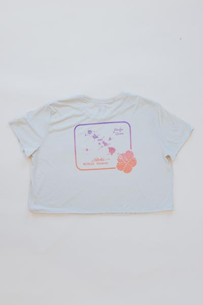 Hawaii Map Cropped Tee - Pearl