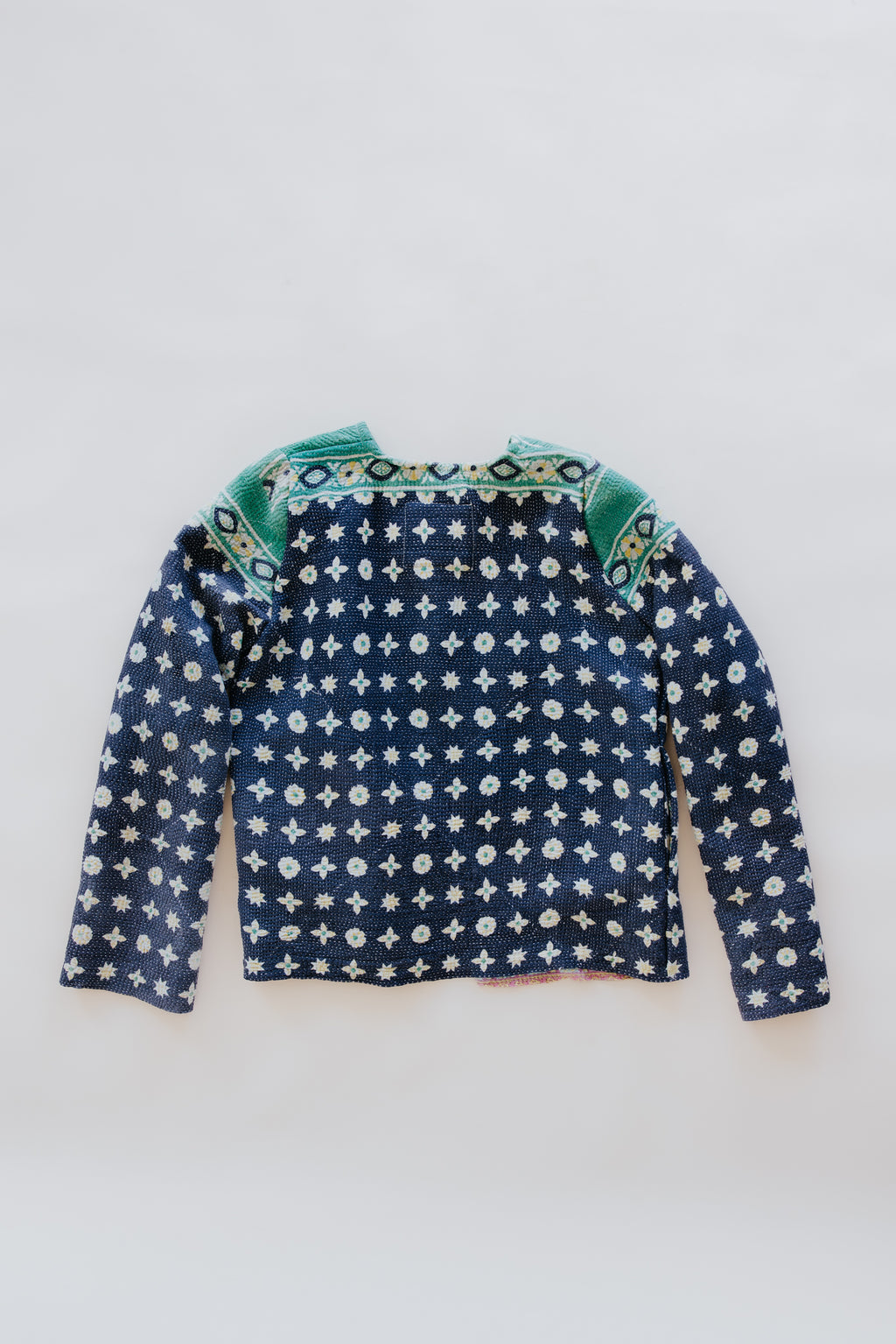 Wings Hawaii vintage Kantha Jacket. One of a kind, unique, upcycled made from vintage sarees. Sustainable apparel handmade in Maui. 