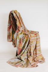 Wings Hawaii vintage Suzani Kantha Blanket. One of a kind, unique, upcycled made from vintage sarees. Sustainable home decor from Maui.  thumbnail