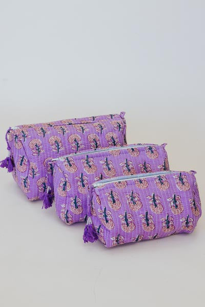 Kantha Toiletry Pouches - Lilac Fields