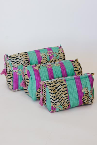 Kantha Toiletry Pouches - Tiger Stripes