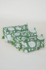 Kantha Toiletry Pouches - Mossy Primrose