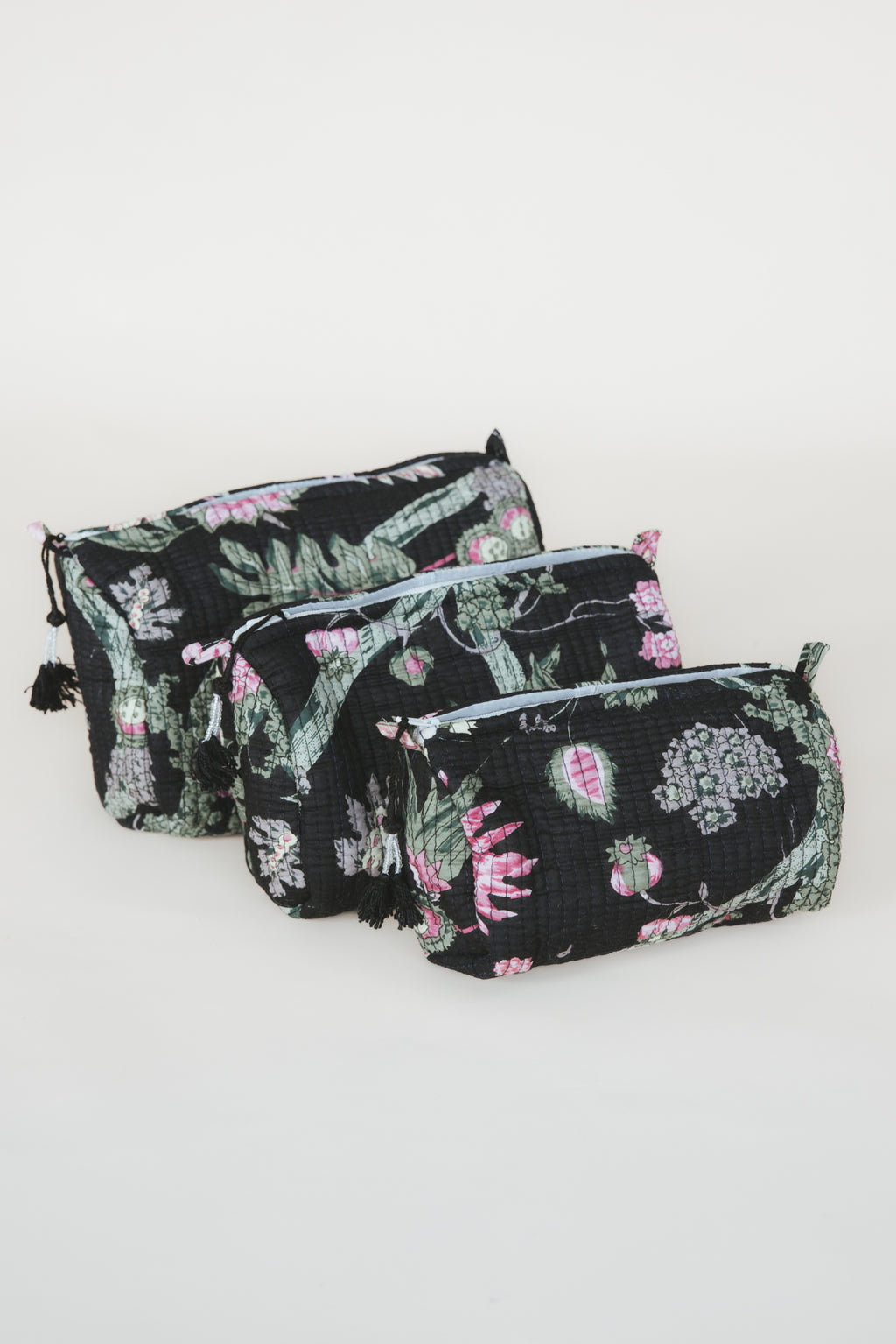 Kantha Toiletry Pouches - Dark Botanical