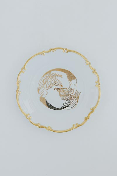 Gold Rim Dessert Plate - Mermaids