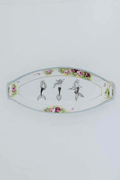 wings hawaii mermaid celery dish vintage upcycled 