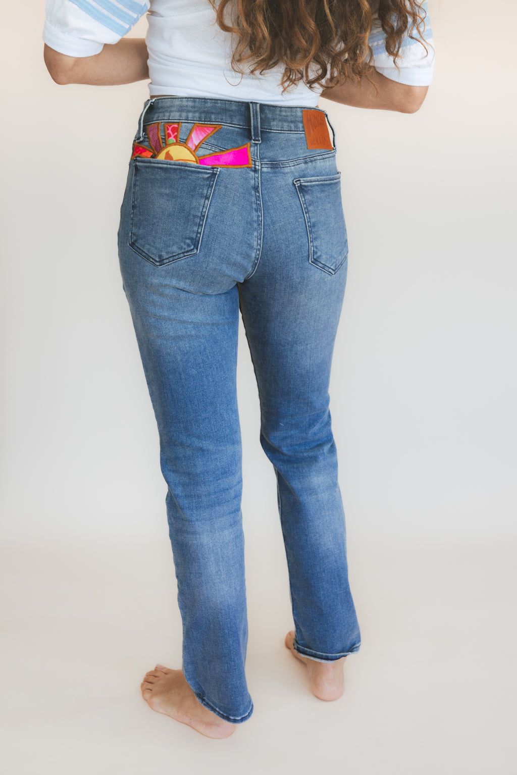 Sun Pocket Upcycled Denim Jeans - #8