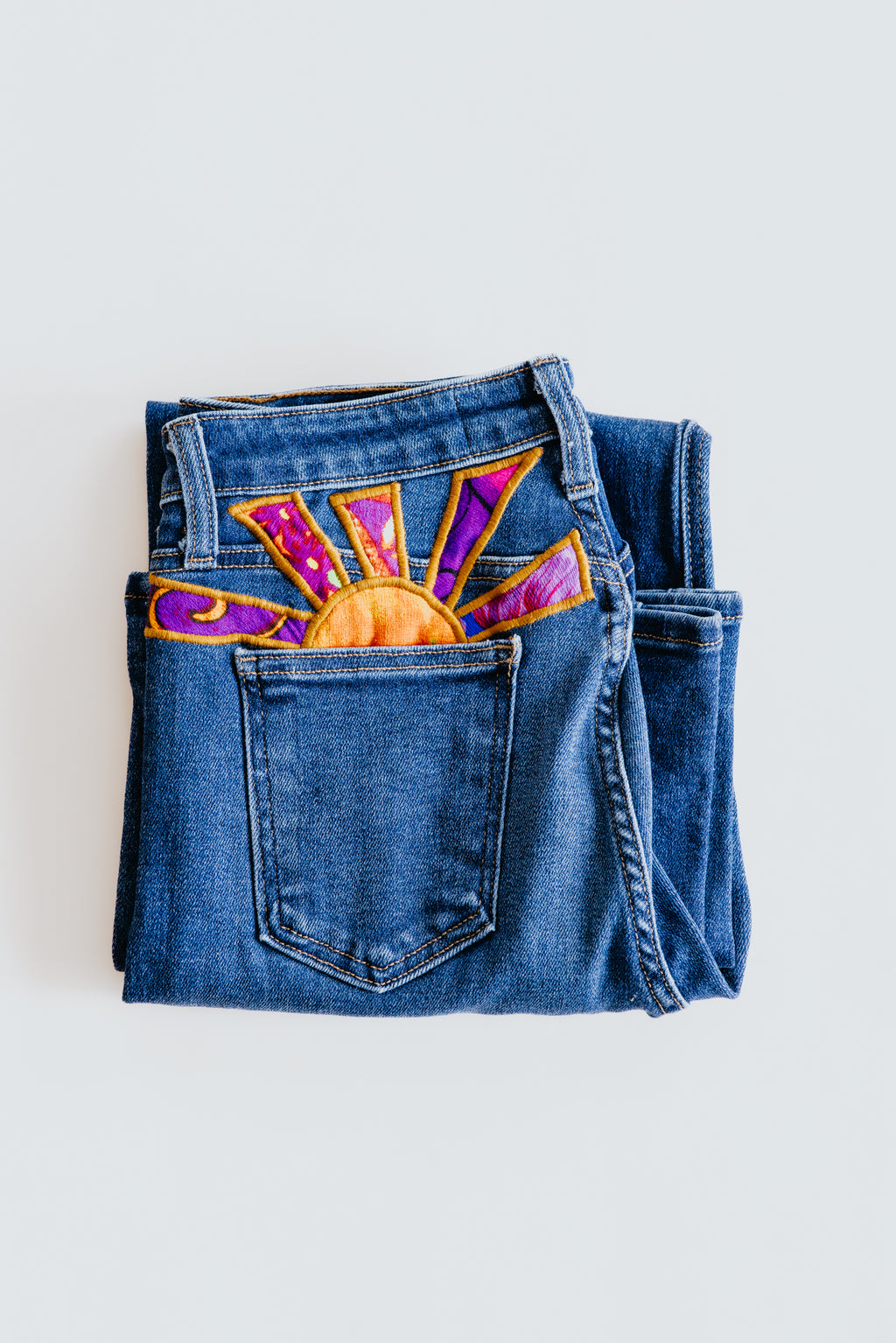 Sun Pocket Upcycled Denim Jeans - #13