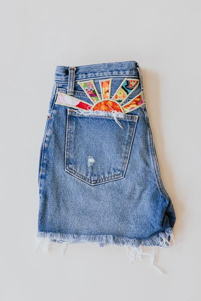 Sun Pocket Upcycled Denim Shorts - #3 | S