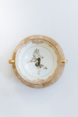 Wings Hawaii upcycled vintage soup bowl and saucer set. Adorned with devilish mermaid and seahorse original artwork. One of a kind dishware handmade in Maui.  thumbnail