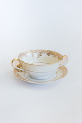 Wings Hawaii upcycled vintage soup bowl and saucer set. Adorned with devilish mermaid and seahorse original artwork. One of a kind dishware handmade in Maui.  thumbnail