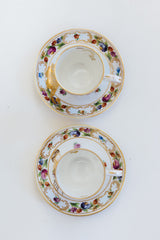 Wings Hawaii vintage tea cup and dish set for 2, upcycled with original mermaid artwork. One of a kind dishware handmade in Maui.  thumbnail