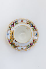 Wings Hawaii vintage tea cup and dish set for 2, upcycled with original mermaid and seahorse artwork. One of a kind dishware handmade in Maui. Unique tea party gifts.  thumbnail