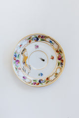 Wings Hawaii vintage tea cup and dish set for 2, upcycled with original mermaid and seahorse artwork. One of a kind dishware handmade in Maui. Unique tea party gifts.  thumbnail