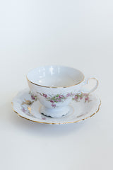 Wings Hawaii vintage tea cup and dish set for 2, upcycled with original mermaid and seahorse artwork. One of a kind dishware handmade in Maui. Unique tea party gifts.  thumbnail