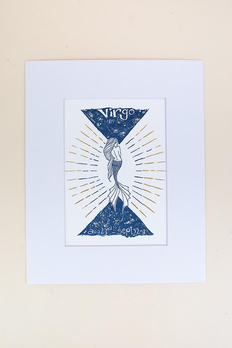 Wings Hawaii zodiac letterpress prints - virgo matted