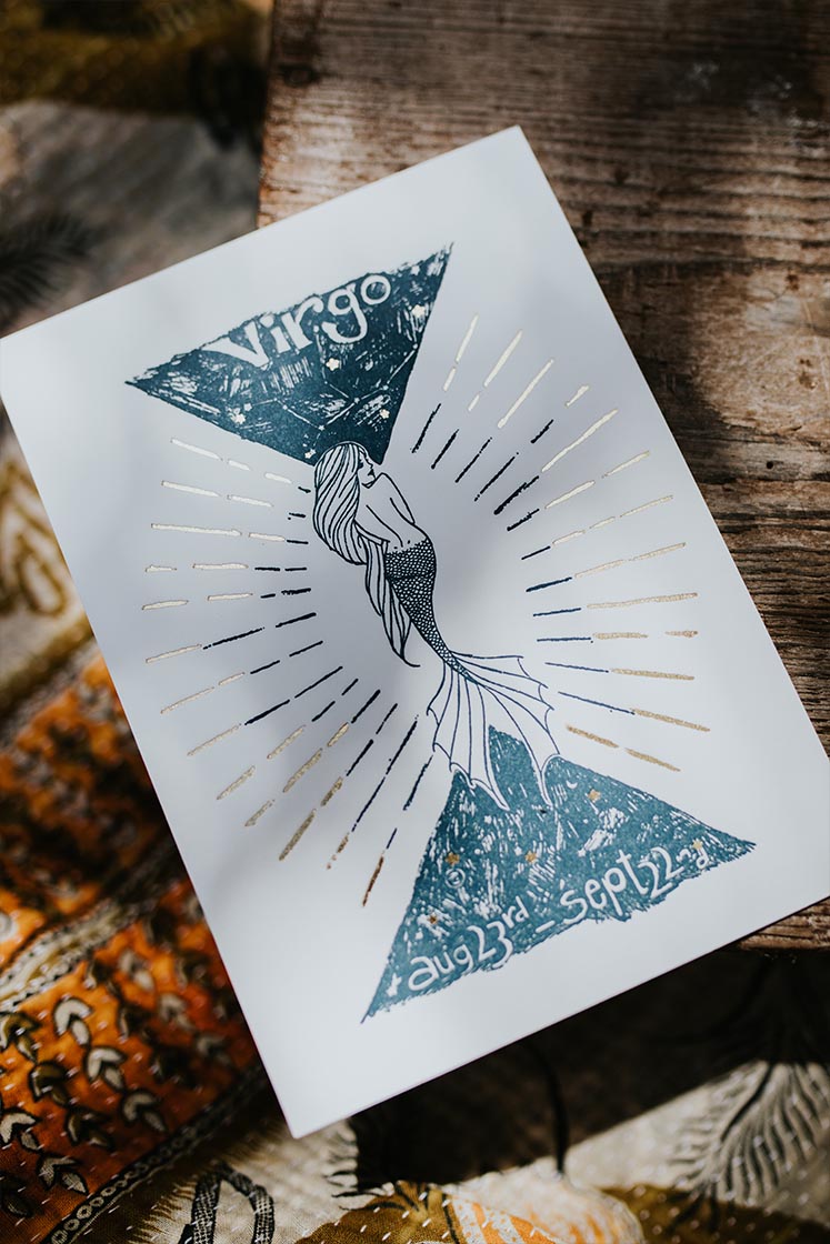 Wings Hawaii zodiac letterpress prints - virgo