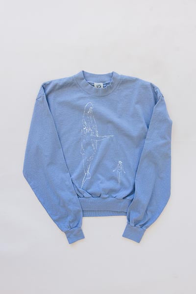 Wings Hawaii whale dance pullover long sleeve tee in blue - front 