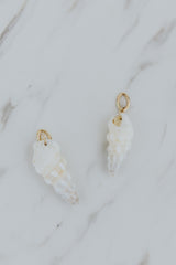 Wings Hawaii authentic Hawaiian White Auger Shell necklace charm in 14k gold-filled. Fine jewelry handcrafted in Maui. Modern charm necklaces handmade in Hawaii. 