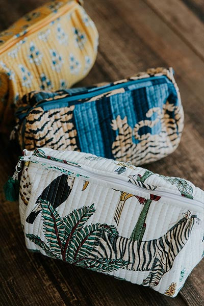 Kantha Toiletry Pouches - Jungle