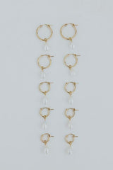 Charm Hoops - Teardrop White Pearl